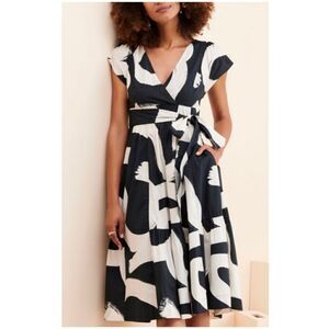 Maeve Mairead Midi Dress in Black & White Abstract Pattern Size 2P